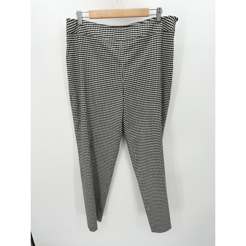 Carlisle Pants Women 14 Black Cream Checkered Wool Blend‎ Hidden Side Zip